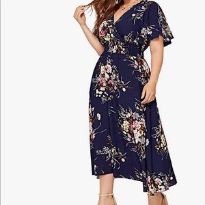 High waist V neck maxi dress